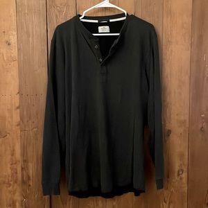 Marine Layer Double Knit Henley, Heather charcoal, “larger” size